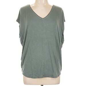 Ladies White House Black Market Moss Green Cap Sleeve T-Shirt Size Large
